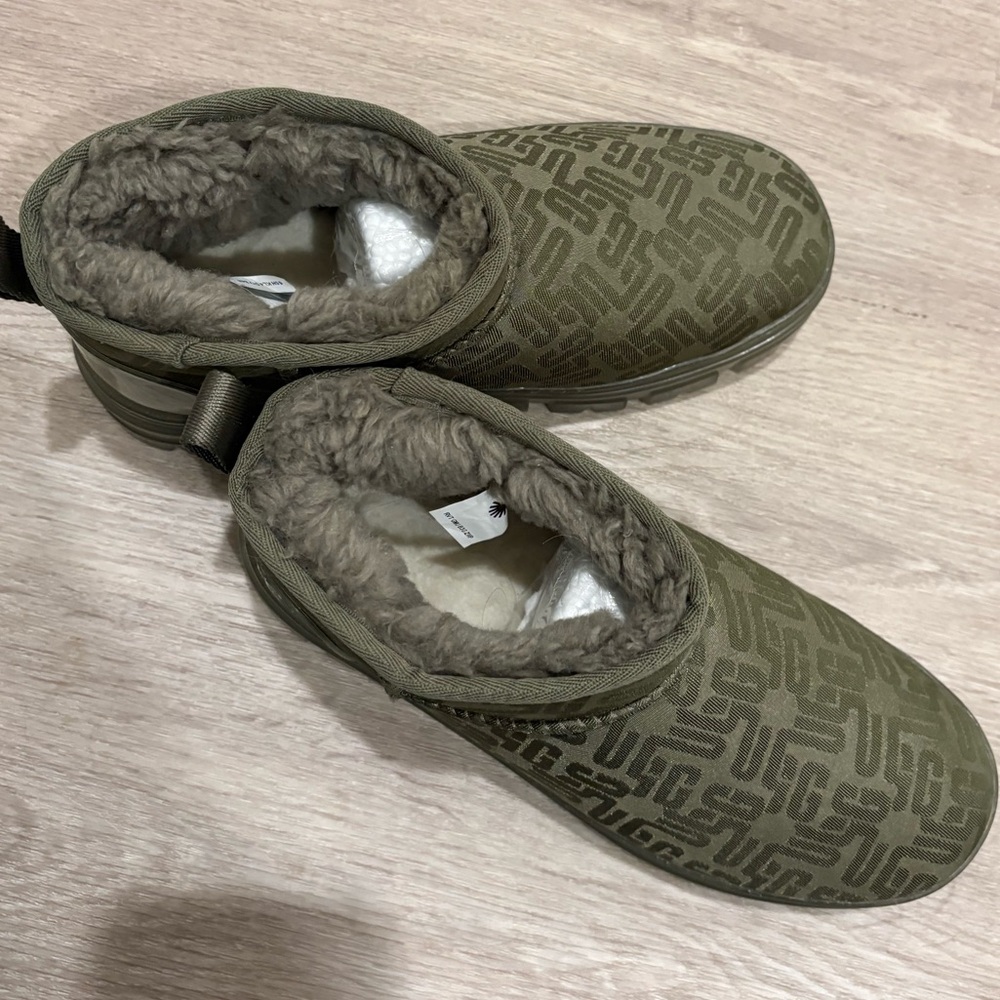 Ugg’s Classic Mini Monogram Boots Burnt Olive, 7 - Picture 2 of 9